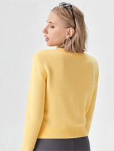 Ribbed Hem Button-Down Cardigan Miss Sparkling